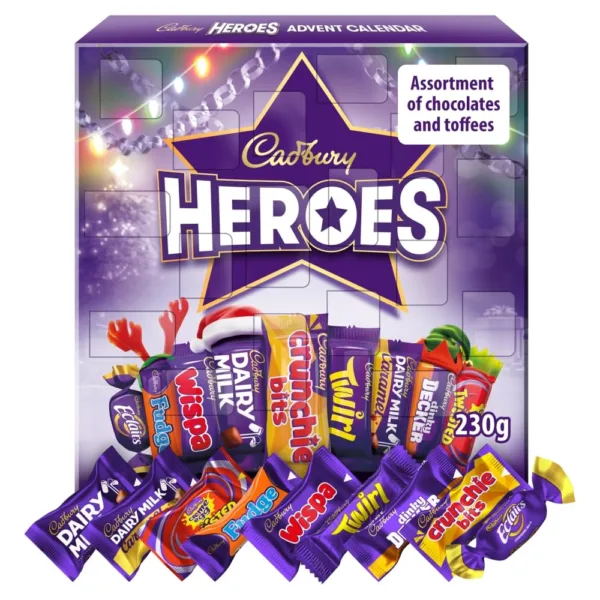 Cadbury Heroes šokolādes konfekšu adventes kalendārs